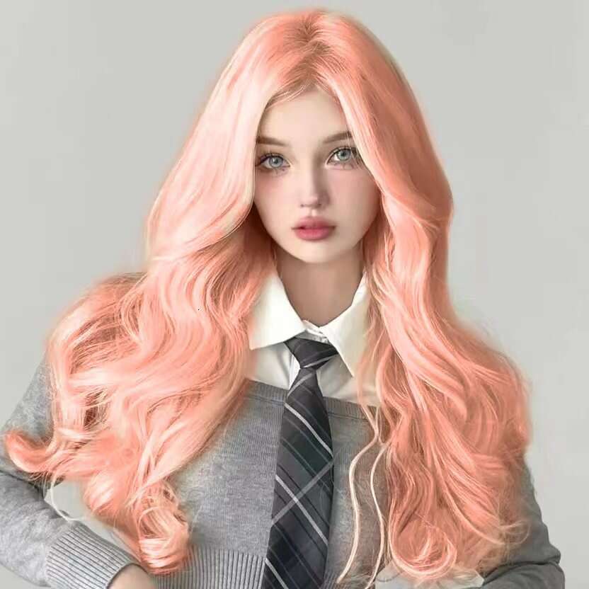Lace Front Wig Cover T Shape Front Lace With Large Waves Long Curls And Full Head Set For Women Simulating A Figure Eight Bangs Wig