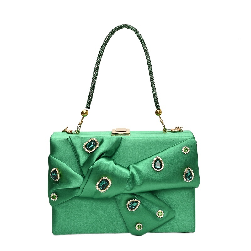 new style New Fashionable Bow Western Style Shoulder Women's Water Diamond Versatile Chain Banquet Bag Trendy