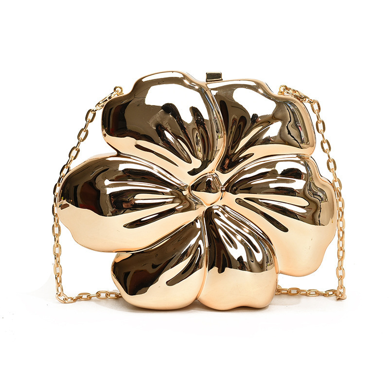 Flower Gold Acrylic Bag For Women New Style New Niche Design, Light Luxury High-End Evening Dress Banquet