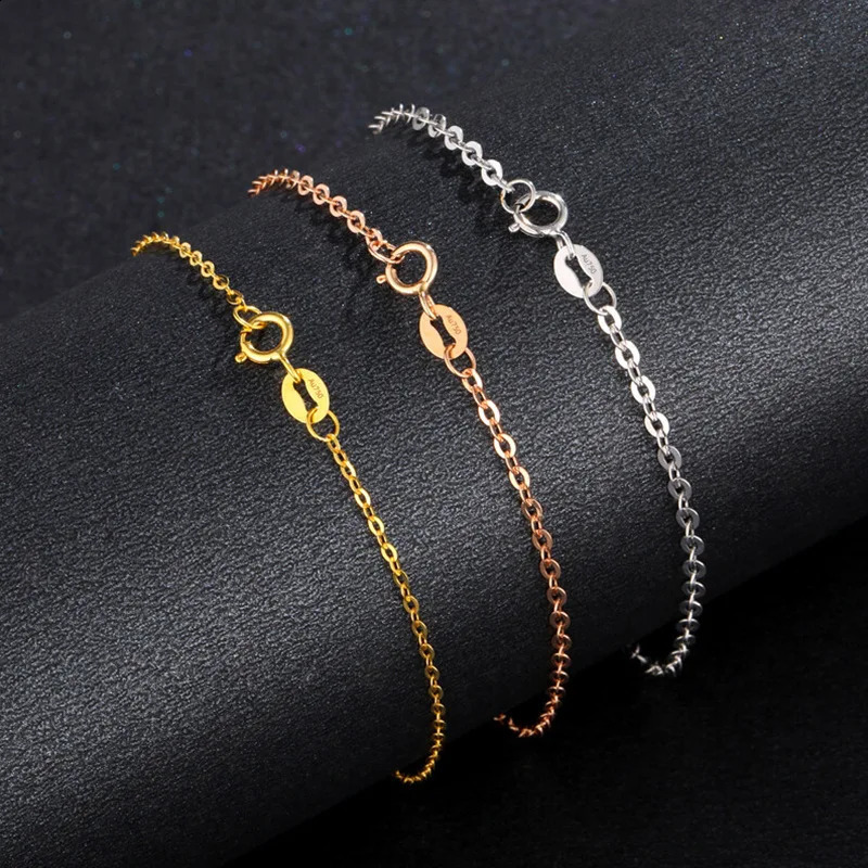 LABB Real 18K Gold Bracelet Pure Au750 Flash O Plain Chain DIY Simple Small Fresh Bracelet Womens Boutique Jewelry Gift B0056 250121