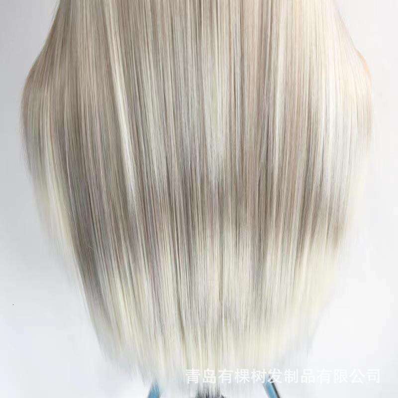 Lace Front Wig Cover T Shape Wig New Matte High Temperature Silk Synthetic Front Lace Headband Mixed Color Long Straight Hair
