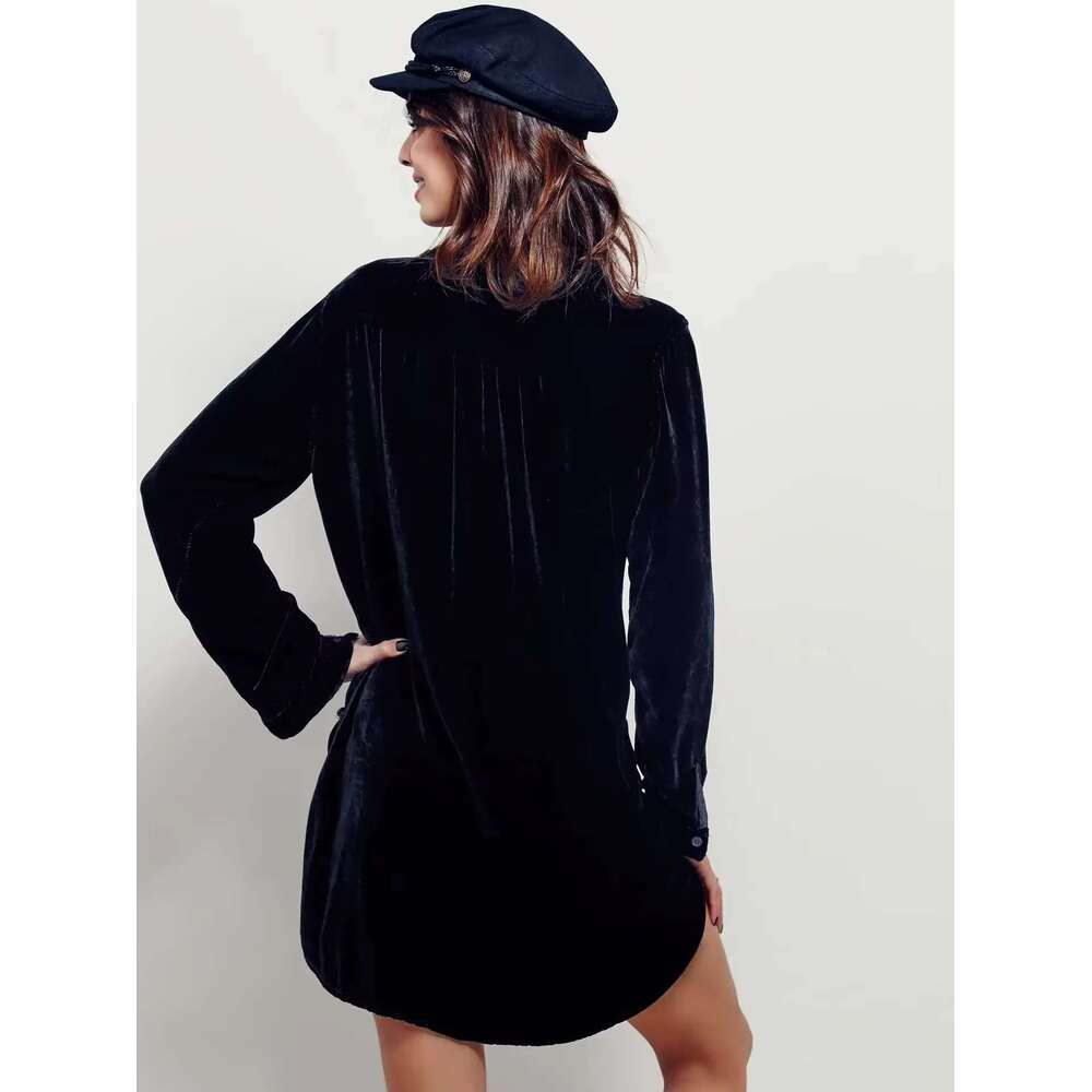 Free Shipping Women Winter Dresses Comfortable Veet Warm People Hot Bohemian Short Velour Long Sleeve Dress