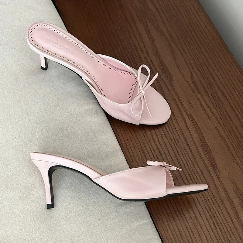 Women Slippers Fashion Butterfly-knot Ladies Outdoor High Heel Sandal Summer Womens Shoes 250113
