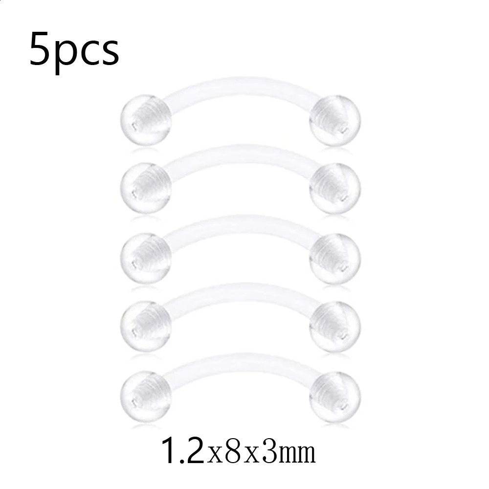 Clear Piercing Retainer Septum Nose Studs Flexible Lip Ear Hoop Tongue Rings Nipple Ring Daith Earrings Plastic Industrial 250110