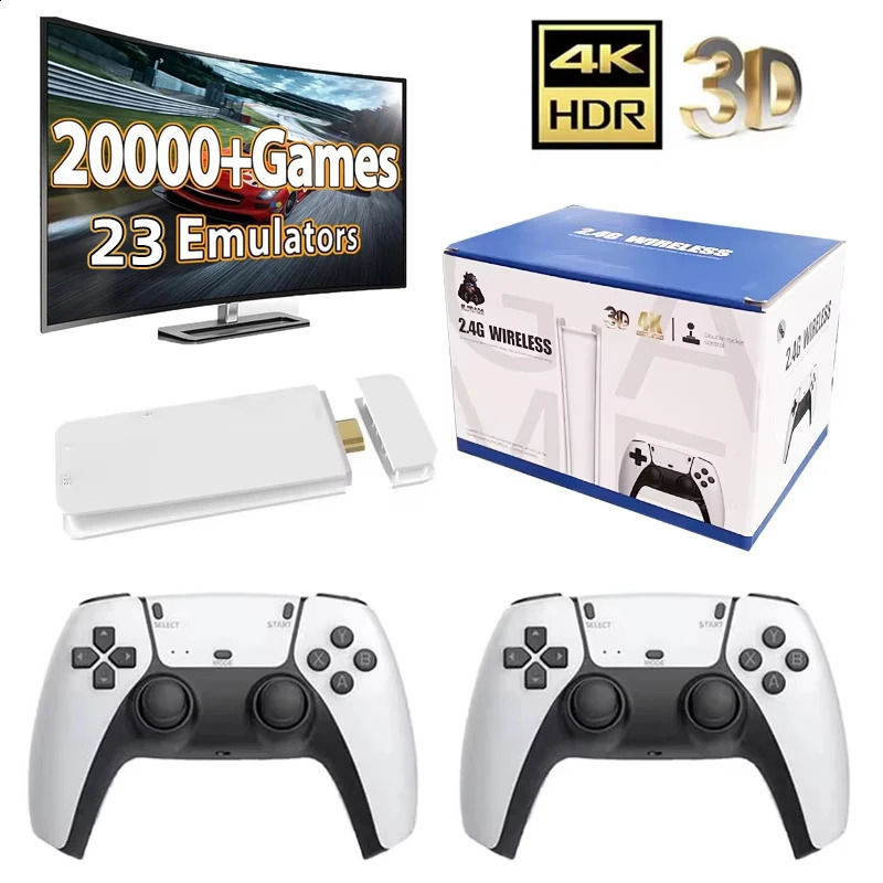 M15 Game Stick 4K Mini Retro Video Game Console Built-in 20000 Games Wireless Gamepads Video Game Controller Support 2 Player 250121