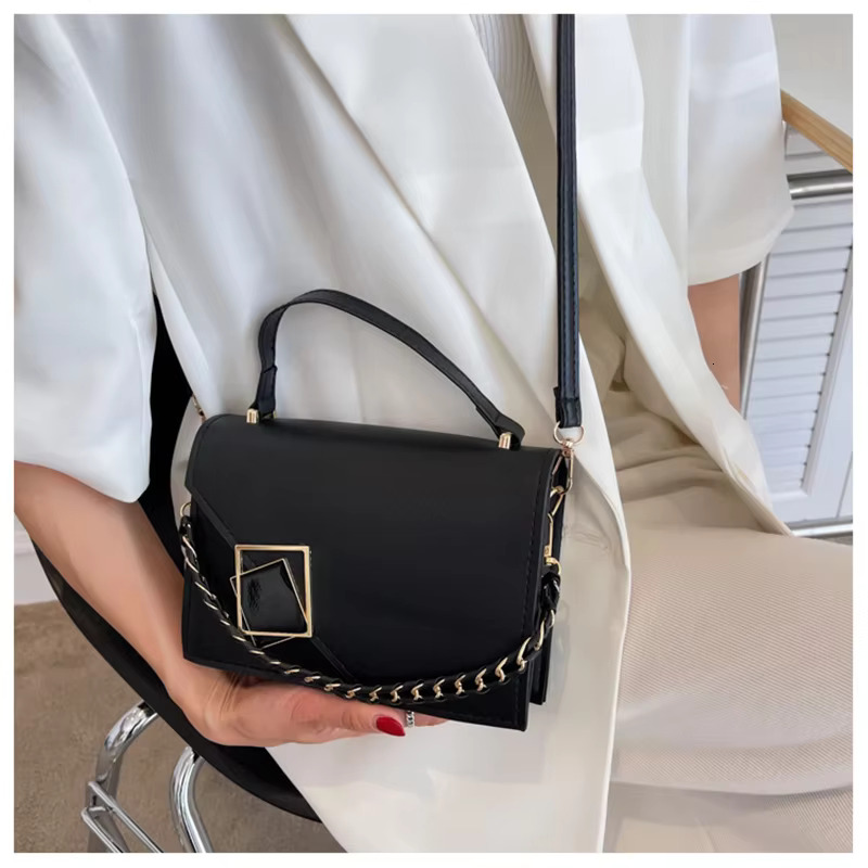 PU Leather Small Square Handbags For Women 2023 Fashion Crossbody Women's Shoulder Chain Buckle Messenger Bag