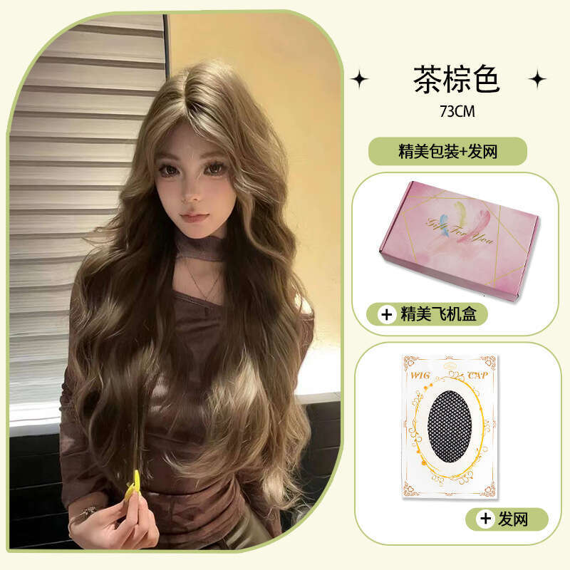 Lace Front Wig Cover T Shape Zhouli Small Lace Internet Famous Women S Long Hair Daily Fashion Natural Simulation Full Head Set Wig