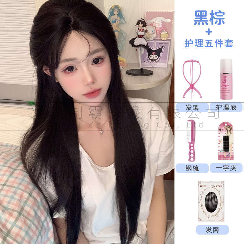 Lace Front Wig Cover T Shape Forehead Lace Wig Women S Full Head Cover New One Piece Fashion Natural Anti Aging Simulation Long Straight Hair