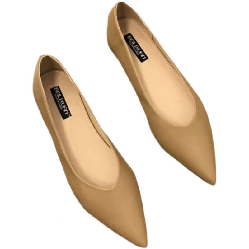 for Women Solid Color Leather Flat Heel Black Flats Women's Shallow Mouth Soft Sole Work Shoes Pointed Toe 33 34 45