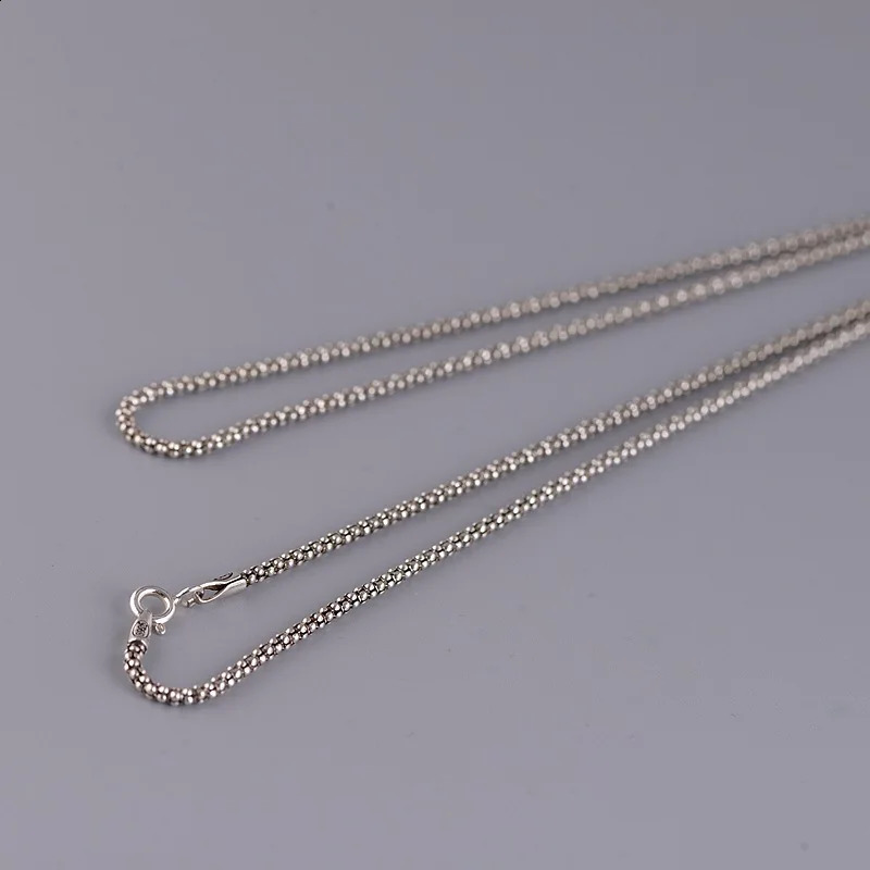 BOCAI Pure 925 Silver Vintage Italian Chain Simple and Fresh Sweater Chain Fashionable Temperament Rice Grain Woman Necklace 250120