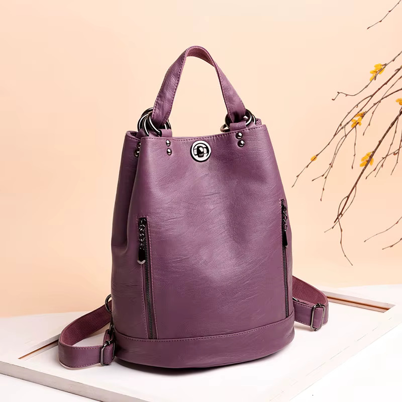 High Quality Soft Leather Bagpack Women Fashion Anti-Theft Backpack 2024 New Casual Lides Shoulder Large Capacity School Bag