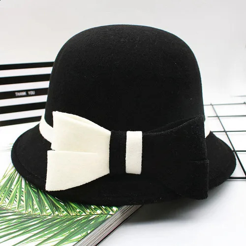 Winter Women Floral Wool Cap Hats Fedoras Vintage Western Bucket 10 Colors Warm Female Bowler H3 250118