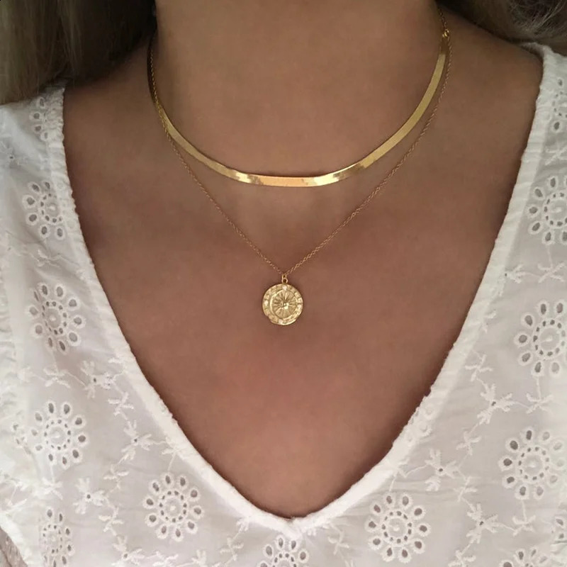 100% 925 Sterling Silver m Width Snake Bone Chain Necklace For Women Girl Delicate Gold Color Flat Choker Stacking Jewelry 250120