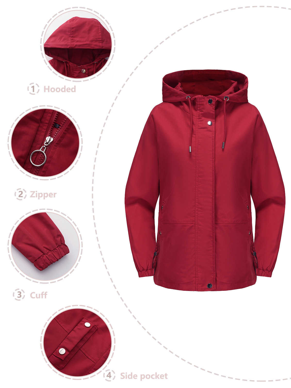 Spring Autumn Casual Windbreaker Womens Loose Windproof Jacket Hooded Long Sleeved Basic Windproof Jacket Women Leather Womens Jacket 241209