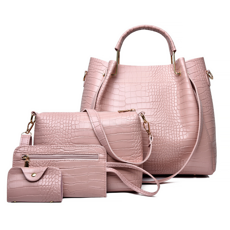 Designer's New Fashionable Mother And Baby Four Piece Set Crocodile Pattern Handbag With Large Capacity Single Shoulder Crossbody Bag