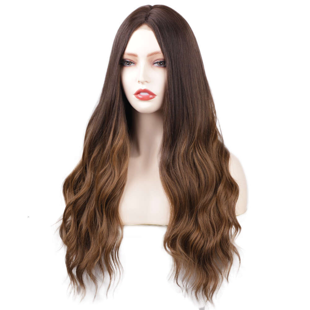 Lace Front Wig Cover T Shape Fashion Long Curly Hair Split Front Women S Chemical Fiber Headband Small Lace Wig