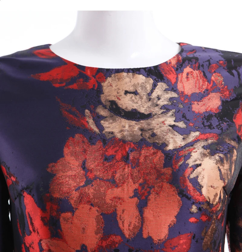 Elegant Women Long Sleeve Maxi Dress Fall Fashion Boho Floral Jacquard Muslim Dress Ladies Vintage Party Clothes 250122