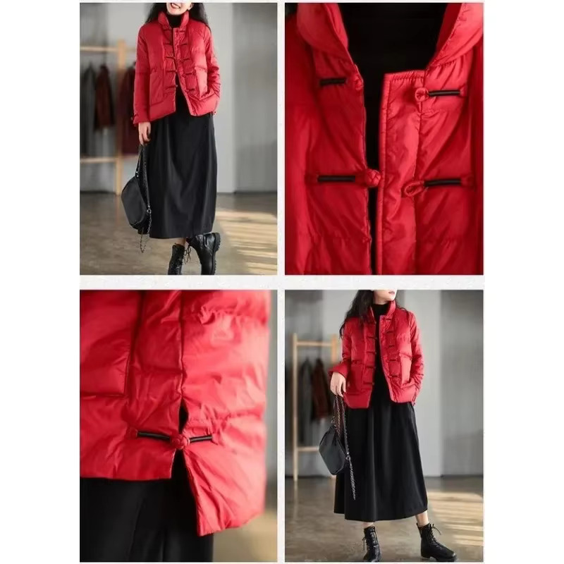 Vintage Single-Breasted Quilted Puffer Jacket Warm Lightweight Parka Windproof Outerwear Winter Clothestrends Coat New