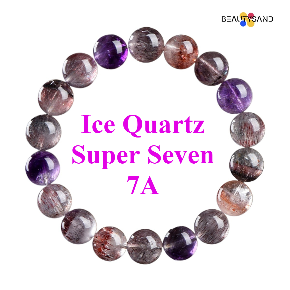 Feng Shui Crystal Pendulum 7A Natural Ice Quartz Super Seven Round Beads Bracelet Purple Titanium Crystal Amethyst Aura Cleansing Bracelet Factory Dir