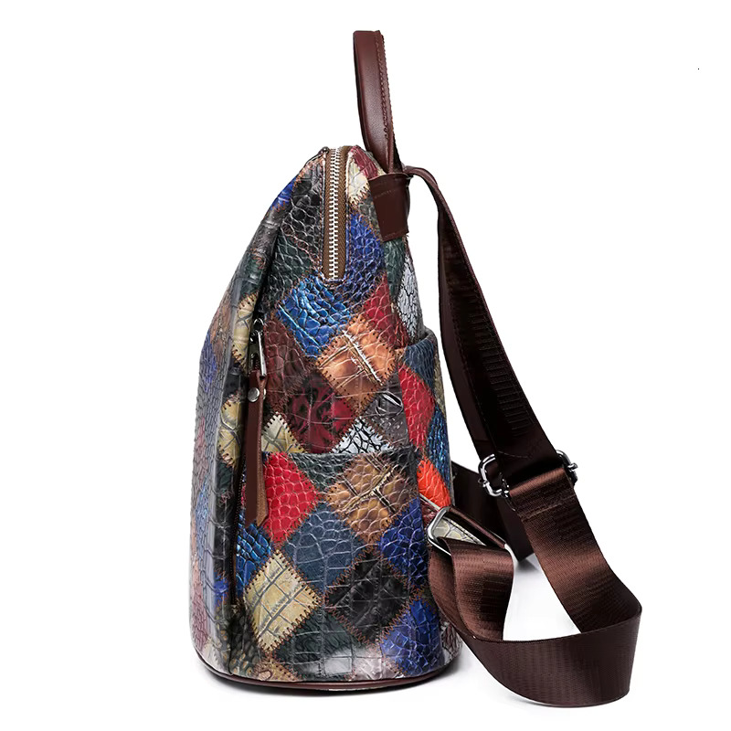 Crocodile Leather Backpack Designer School Bag For Teenager Girl High Quality Female Rucksack New Large Capacity Mochilas