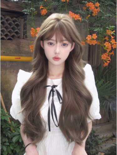 Lace Front Wig Cover T Shape Natural Full Head Women S Fashion Big Wave Lace Long Curly Imitation Human Hair Wig Set