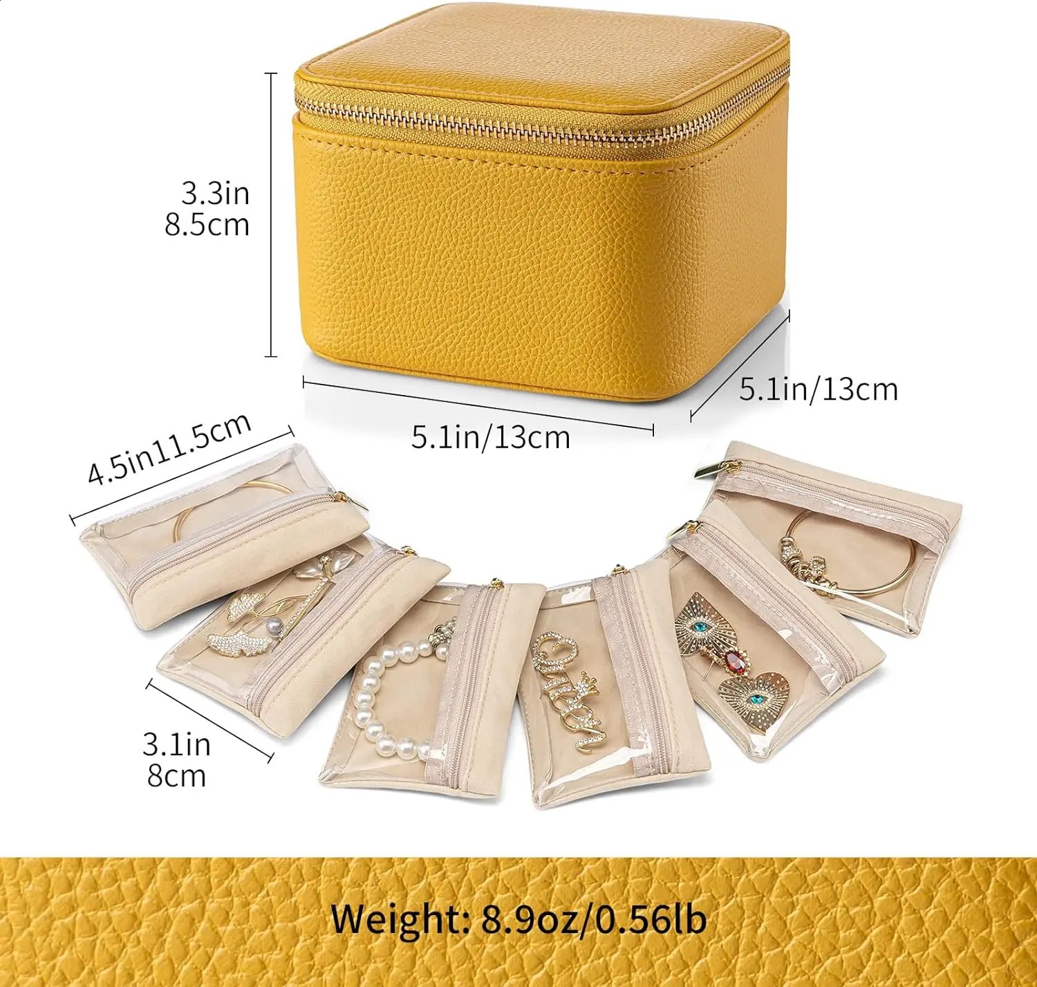 Portable Jewelry Storage Box With Packaging Bags PU Leather Storage Earrings Necklace Ring Jewelry Organizer Display 250117