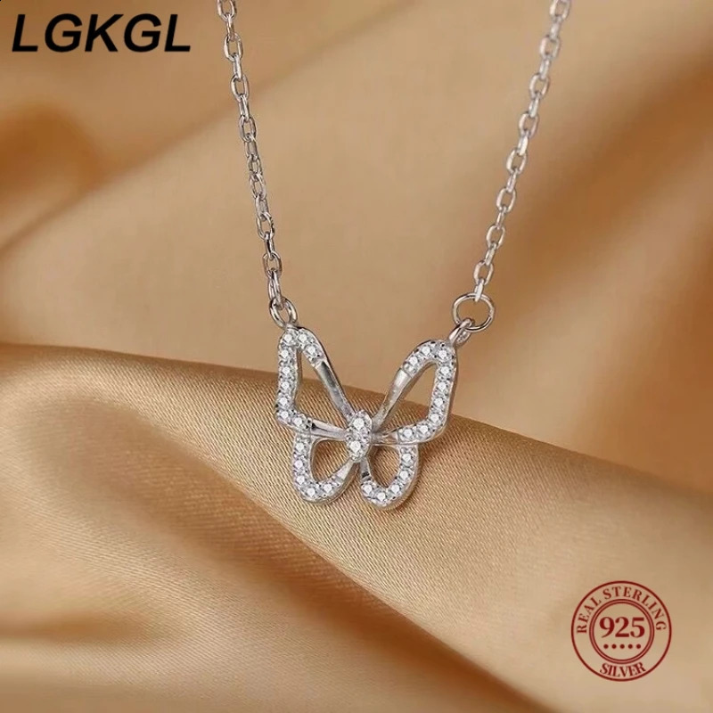 LGKGL 925 Silver Sterling Butterfly Necklace For Women Clavicle Chain Woman Jewelry Birthday Gift Accessories 250117