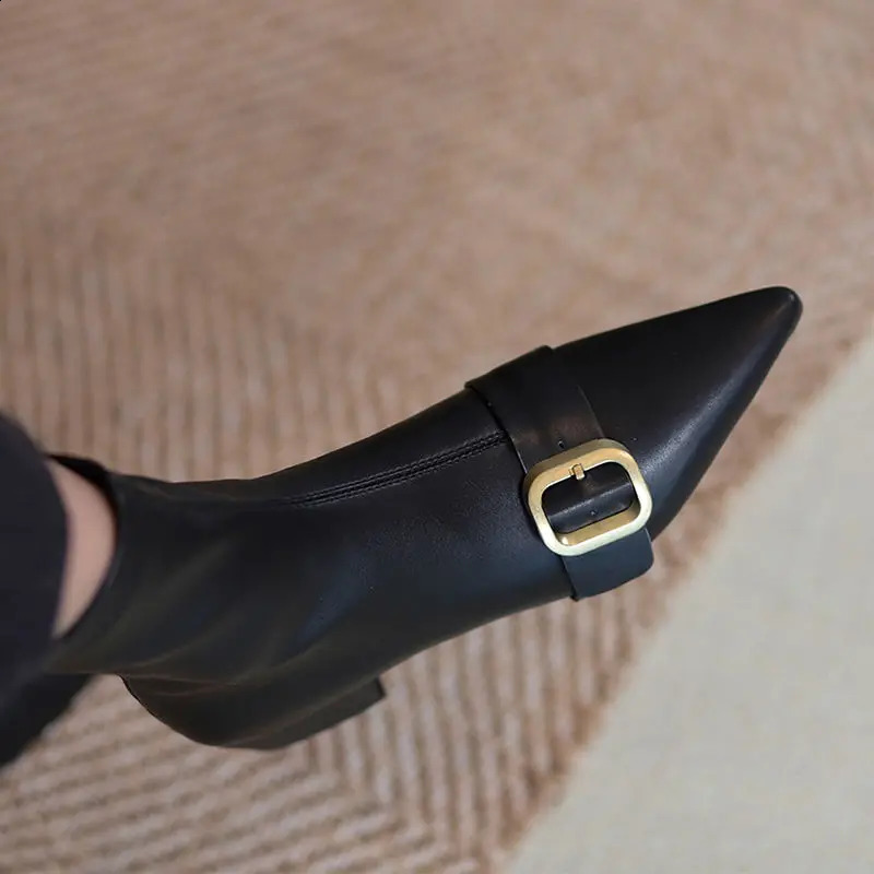Footwear Black Short Shoes for Women Elegant with Low Heels Booties Work Female Ankle Boots Pointed Toe er Autumn 250122