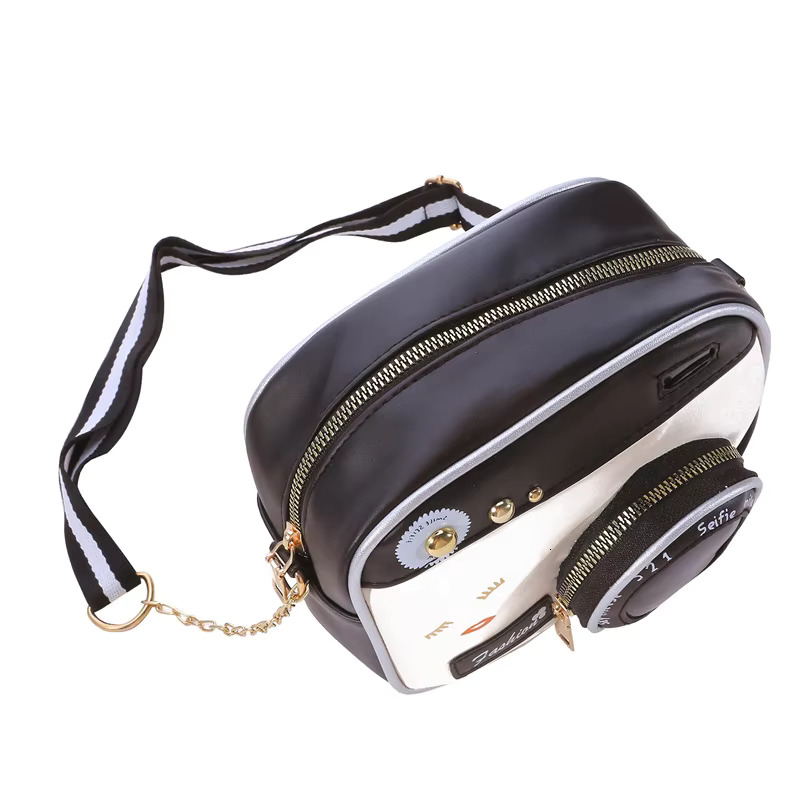 1/2Pcs Camera Shape Women New Fashion PU Single Shoulder Bags Retro Small Square Women's Novel Chain Crossbody Bag Female