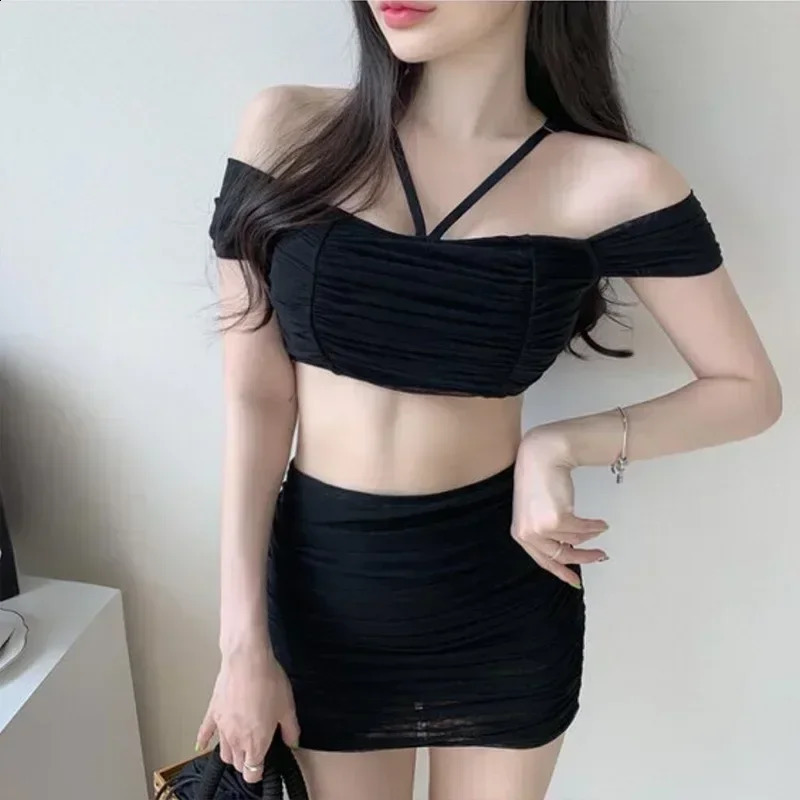 Split 3 PCS Swimsuit Women Bikini Solid Color Korean Skirt Style Slimming Spring Seaside Holiday Womens Swimwear 250109