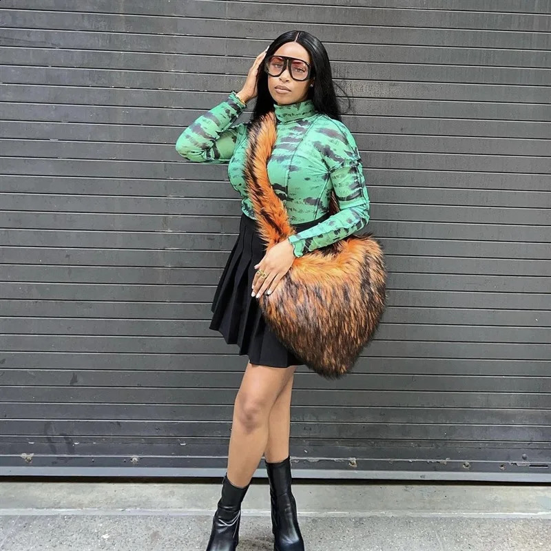 Fluffy Plush Winter Women Handbags Heart Shaped Faux Raccoon Fur Heart Shaped Shoulder Bag Cute Love Tote Bags for Women 250113