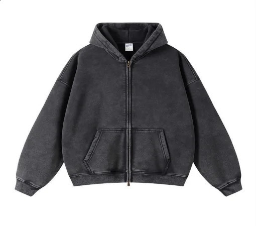 Y2K retro hip-hop simple wash letter printing zipper hoodie womens casual personality outdoor windproof loose couple jacket 250110