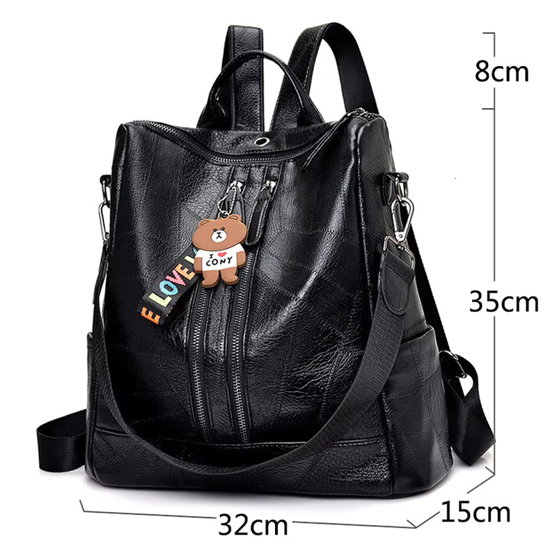 Vintage Soft Leather Fashion Bags For Teenagers Girls High Quality School Backpack Women Travel Backpacks