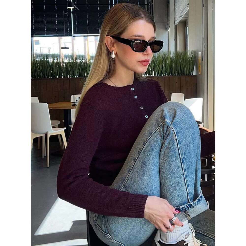 Solid Color Cardigan Jumper Women Autumn O Neck Single Breasted Sweaters Long Sleeve Vintage Fashion Slim Knitted Tops New