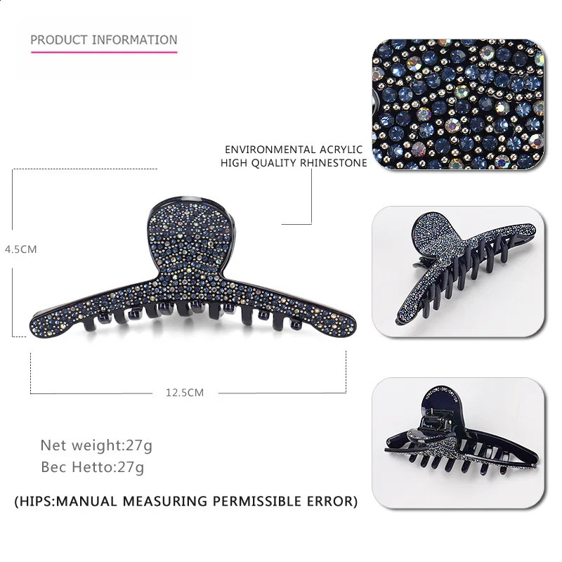 Charms Spark Rhinestones Hair Claw Clip for Women Girls Good Hair Accessory Ornament Jewelry Tiara for Ponytail Holder Party 250120