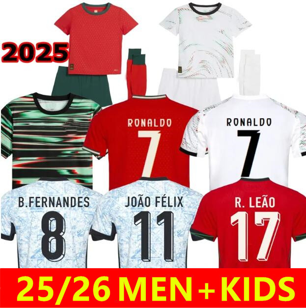 2025 Portugal home away soccer jersey Bruno FERNANDES DIOGO J. Portuguesa Joao Felix 25/26 Football shirt BERNARDO Ronaldo Portugieser Men Kids Kit