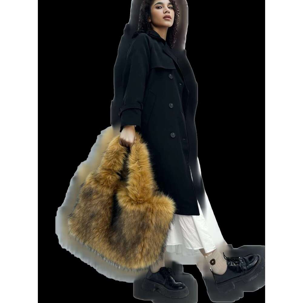 Fashion Large Tote Faux Fur Women Handbags Designer Lady Hand Bags Fluffy Soft Plush Shopper Bag Warm Winter Sac 2022