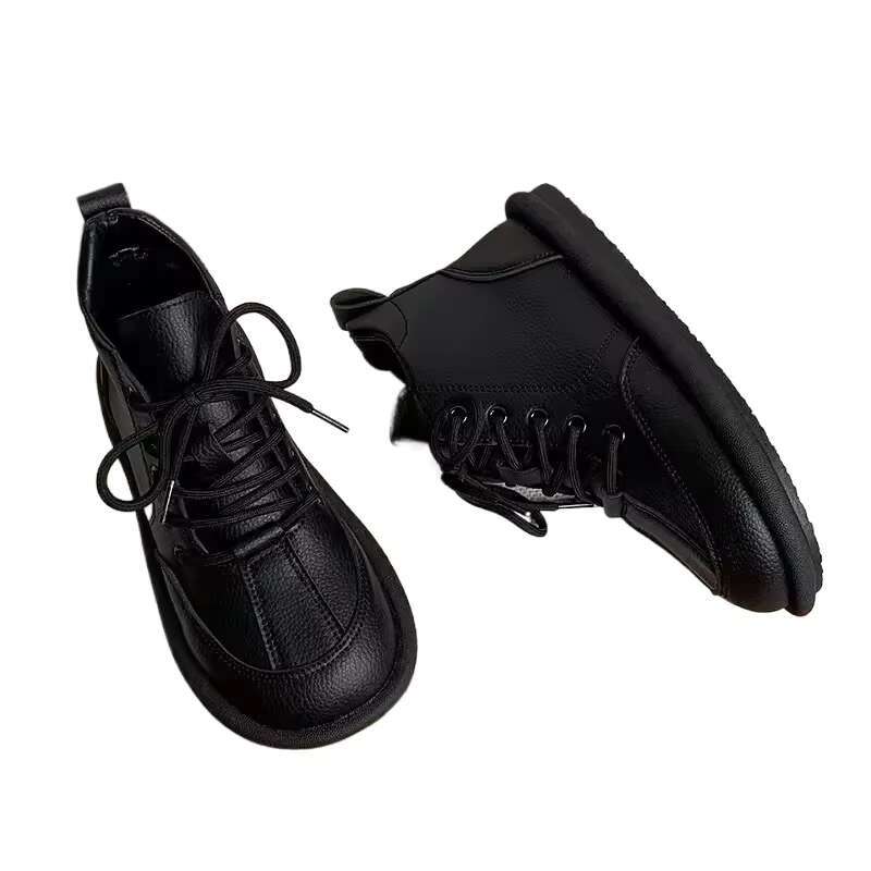 Spring/Autumn Women's Flats Round Toe Flat for Women Lace-up Platform Shoes Outdoor Office Lady Anti-slip Solid Color Shoe