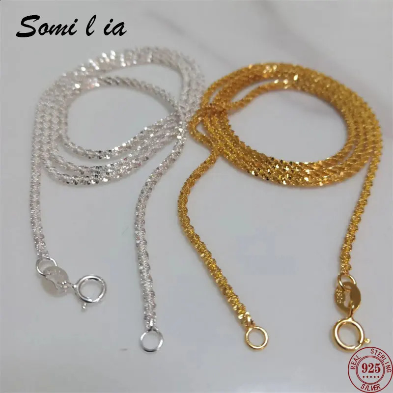 SOMILIA Fashion 18K Yellow Gold Necklace S925 Sterling Silver Sparkling Clavicle Sweater Chain High Jewelry For Woman 250120
