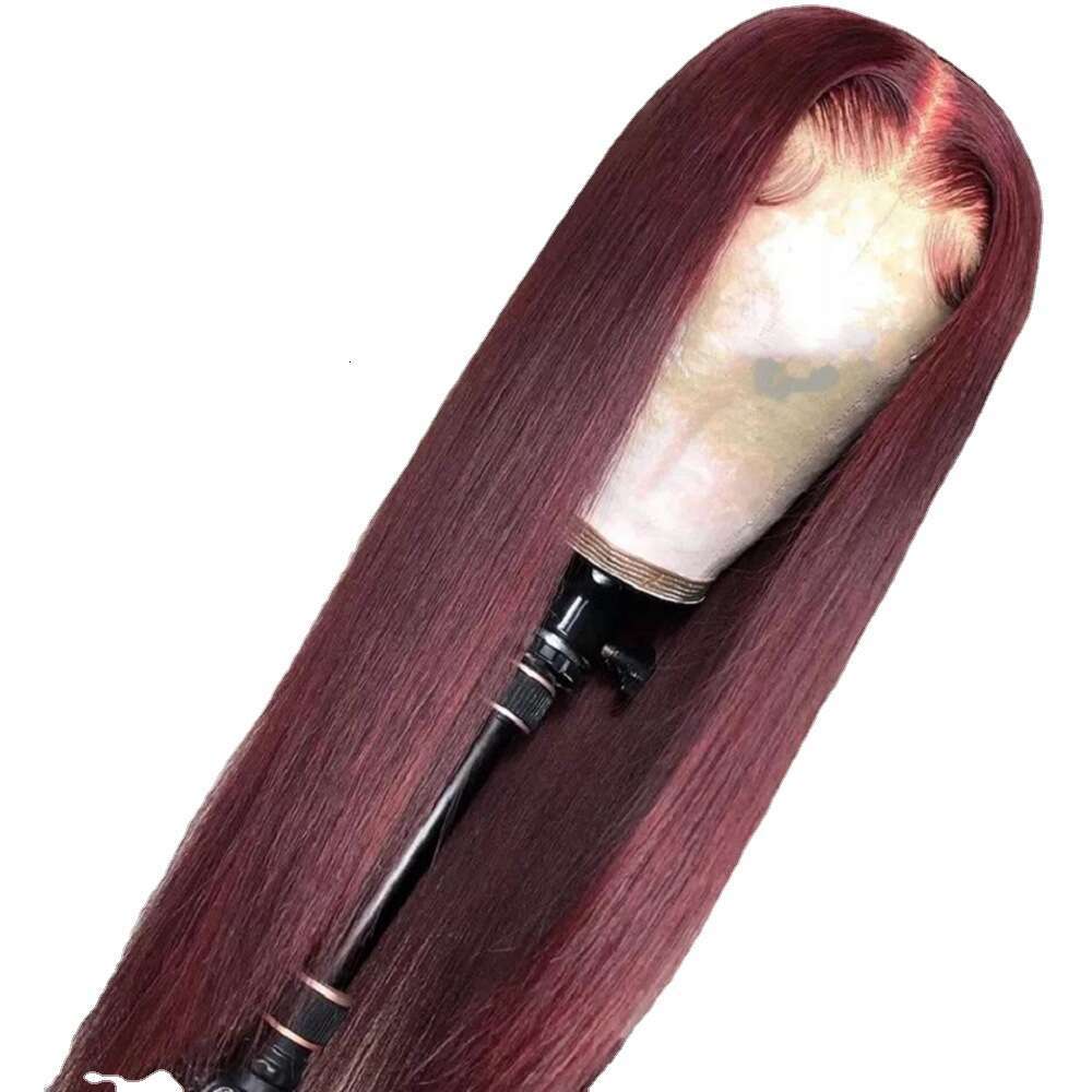 Lace Front Wig Cover T Shape Female Synthetic Front Lace Middle Split Straight Black Wig Headset