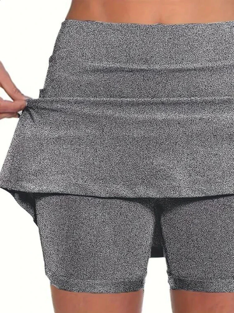 Women Fashion Plus Size 1XL5XL Skirts Shorts Solid Color Medium Stretch Sports Golf Skorts with Pockets 250121