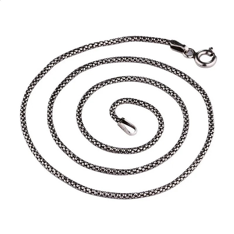 BOCAI Pure 925 Silver Vintage Italian Chain Simple and Fresh Sweater Chain Fashionable Temperament Rice Grain Woman Necklace 250120
