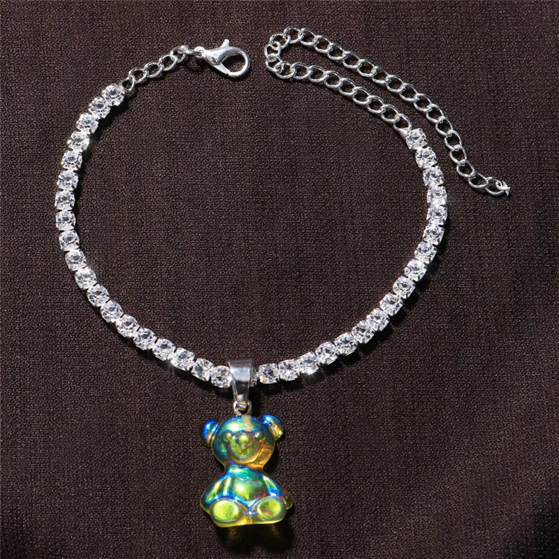 Huitan selling resin bear anklet rhinestone chain fashionable womens anklet foot accessories Western style jewelry 250110