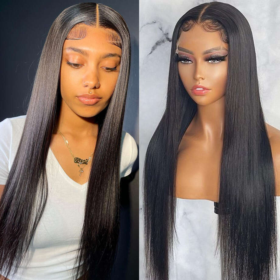 Lace Front Wig Cover T Shape Big T Shaped Manga Wig Black Long Straight Style Split Shawl Synthetic Fiber Front Lace Hair Cover