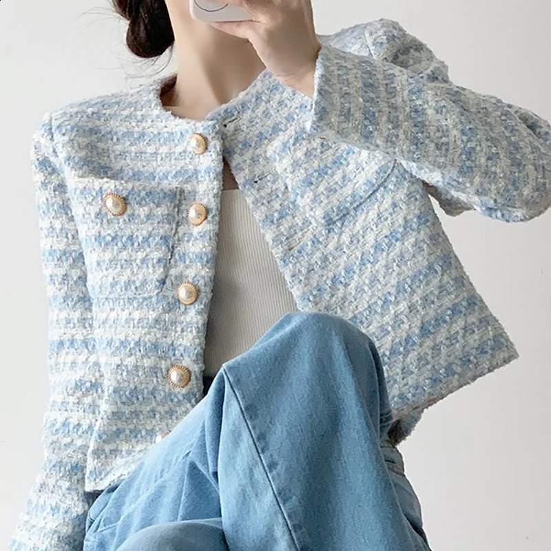 HELIAR Autumn Women Buttons Up Cardigan Coat Elegant Office Tweed Long Sleeve Jacket Loose Outerwear for Winter 250122