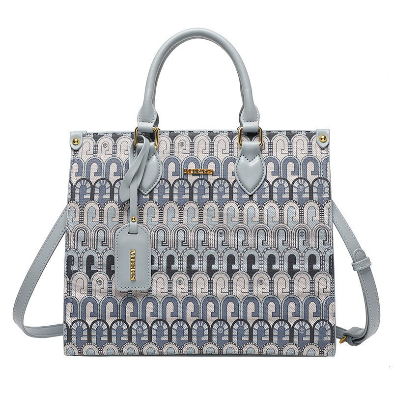 Small Design Printed Large Capacity One Shoulder Diagonal Straddle Handbag 2025 Autumn/Winter New Commuting Style Tote Women's Bag