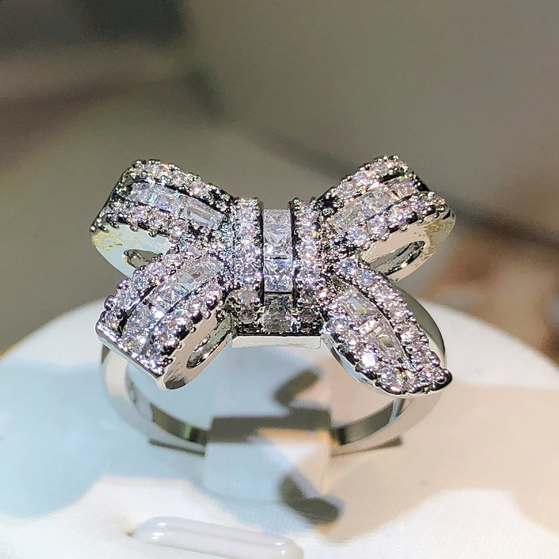 French Exquisite Bow Ring 925 Sterling Silver Butterfly Ring For Ladies Net Celebrity Jewelry Party Cocktail Party Outing Gift 250121