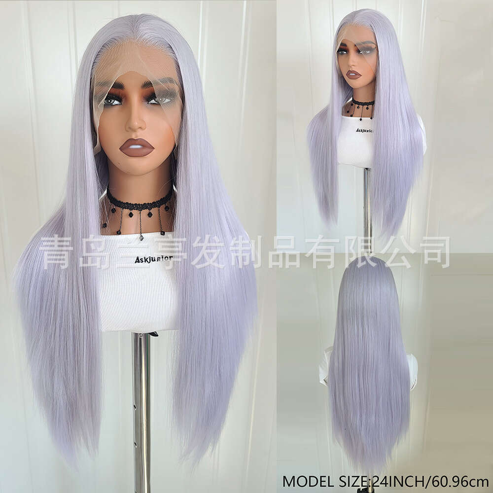 Lace Front Wig Cover T Shape Hot Selling X Large Hand Woven Synthetic Fiber Front Lace Wig Headband With Colorful Long Straight Hair