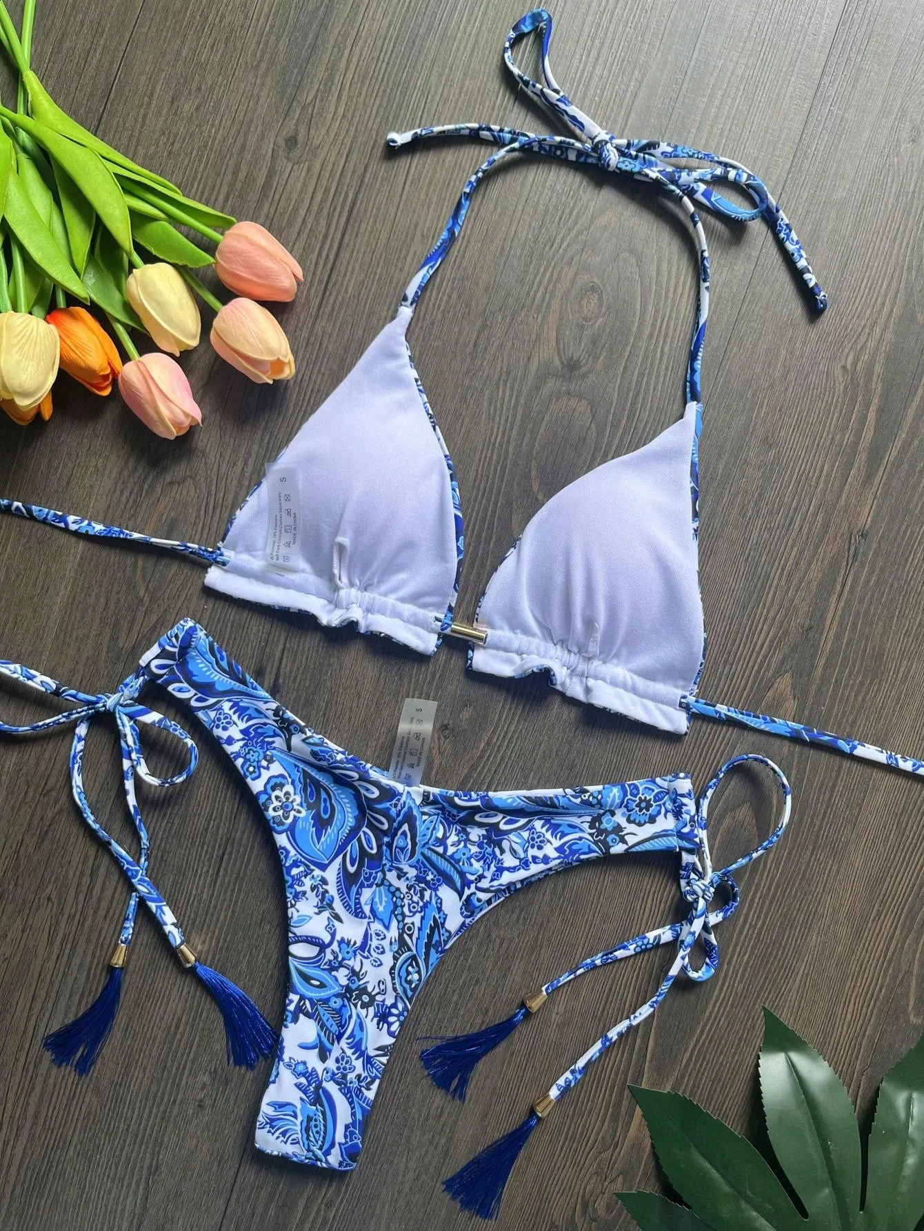 RUOTONSEPT Sexy Blue and white porcelain Print Bikini Set Womens Swimsuit Twopiece Swimwear Bathing Suit Brazilian Biquinis 250122