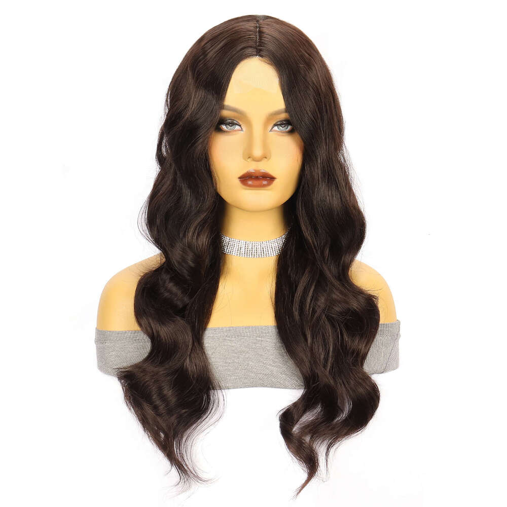 Lace Front Wig Cover T Shape New Brown Straight Hair With Big Waves Long Curly Hair Synthetic Front Lace Women S Wig Headband Small Size